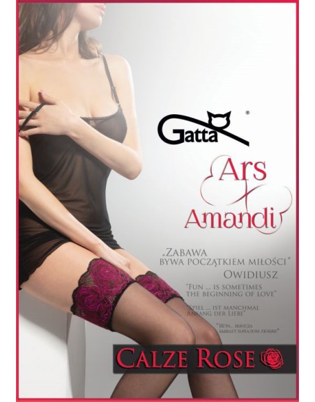 Pończochy damskie Gatta - Ars Amandi  Calze Rose czarne z ozdobną koronką