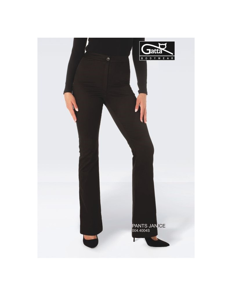 Spodnie damskie z wysokim stanem dopasowaną nogawką rozszerzaną u dołu Gatta czarne