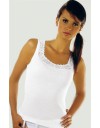 Koszulka damska bawełniana biała na szerokim ramiączku z koronką WIKTORIA SZATA