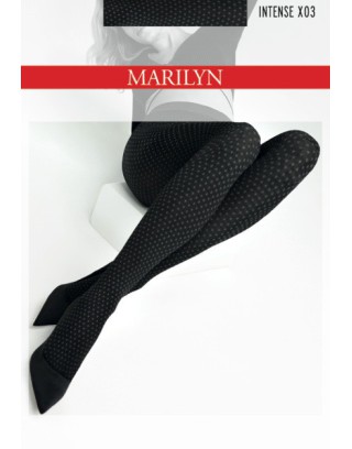 Rajstopy wzorowane kryjące Marilyn INTENSE X03 czarne z szarym